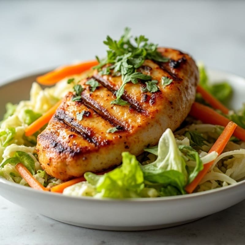 Grilled Chicken Breast with Crunchy Cabbage Slaw