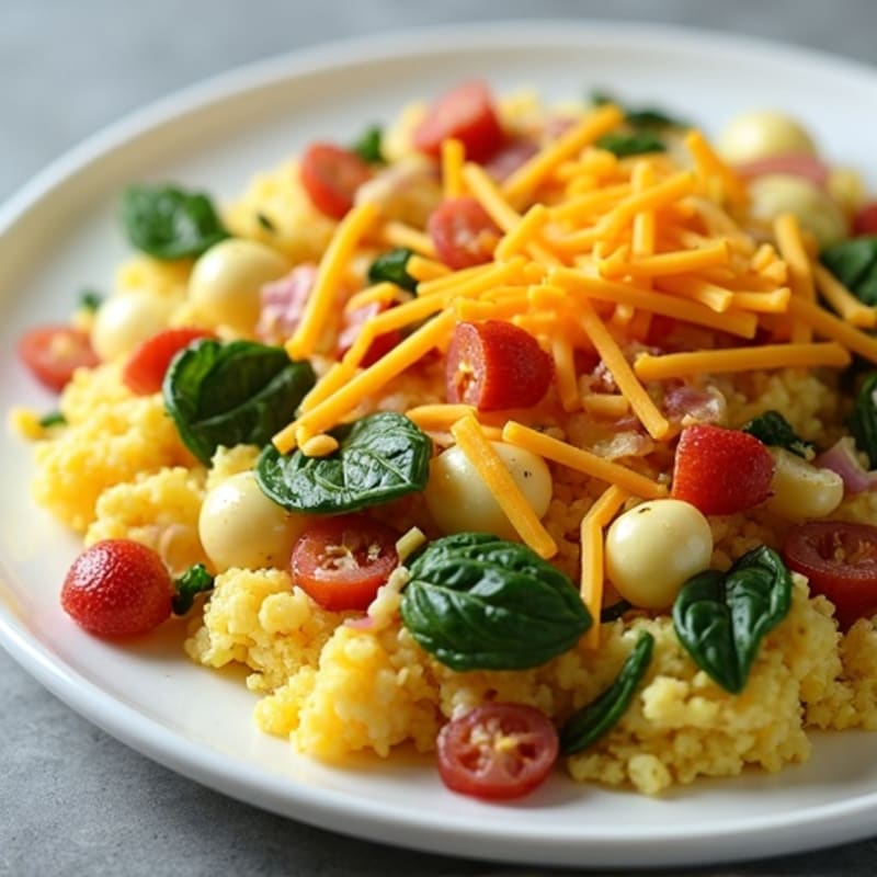 Savory Egg and Veggie Scramble with Crispy Turkey Bacon
