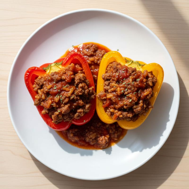 Beef and Rice Stuffed Bell Peppers