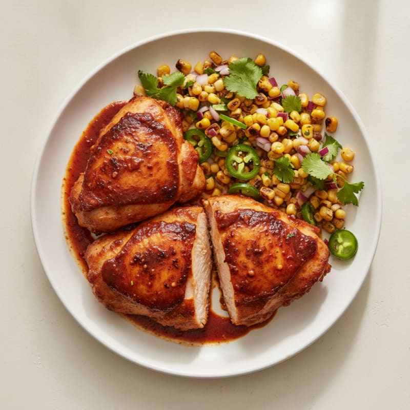 Spicy Chipotle Chicken Thighs with Roasted Corn Salsa