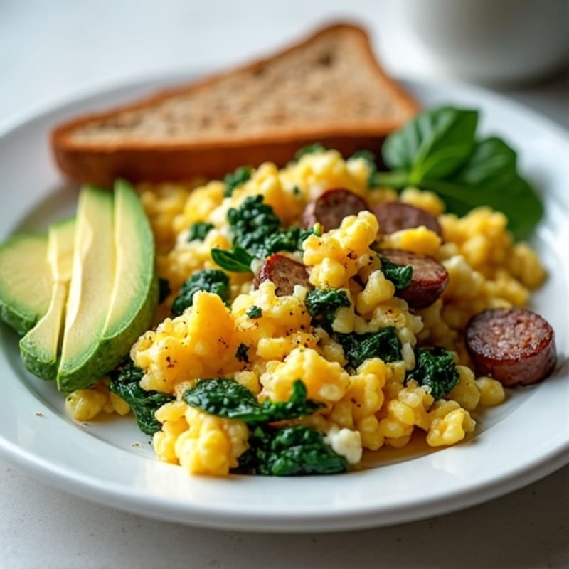 Egg White Scramble with Spinach and Turkey Sausage