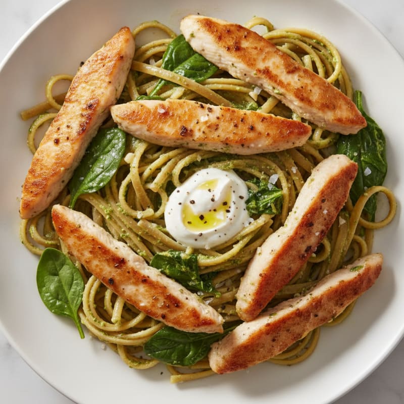 Creamy Pesto Chicken Linguine
