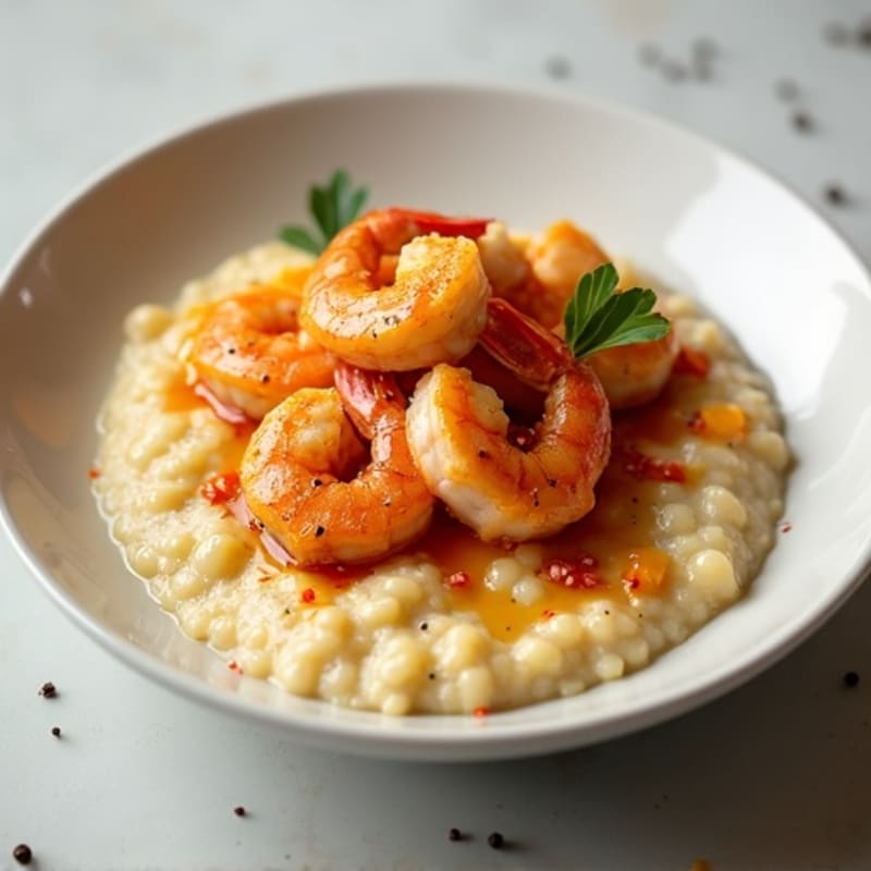 Spicy Garlic Shrimp with Creamy Grits