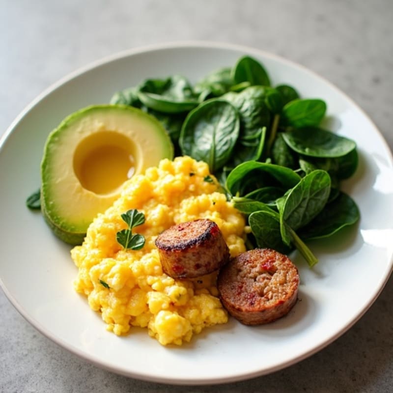 Egg White Scramble with Spinach and Turkey Sausage