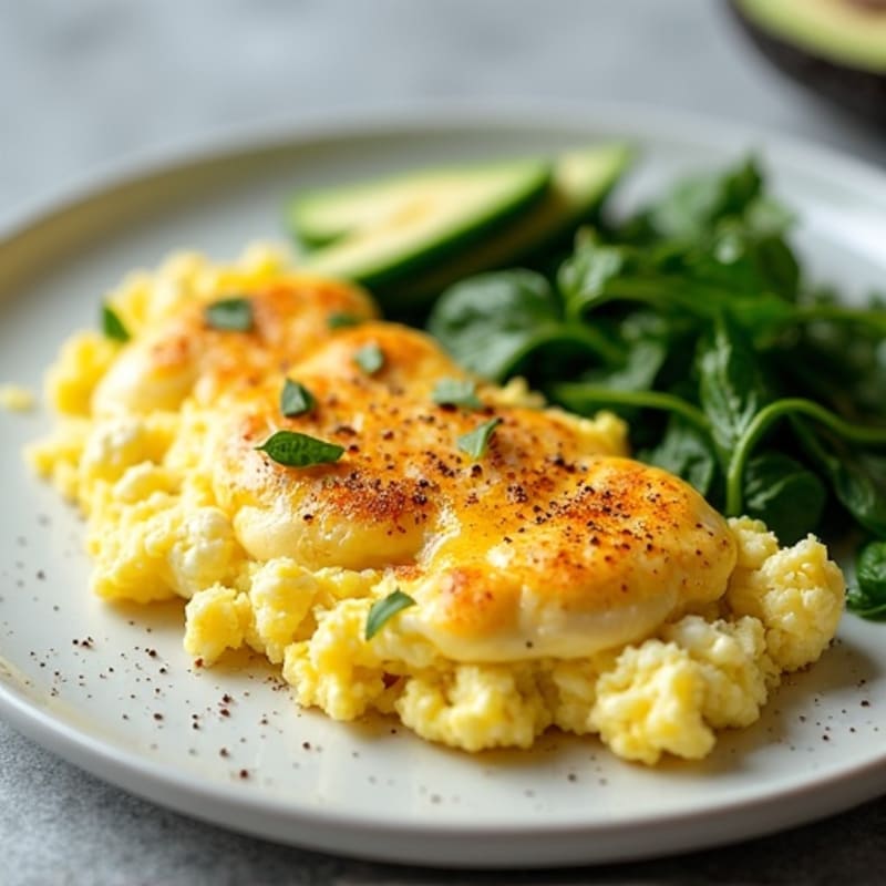 Egg White Scramble with Cottage Cheese and Spinach