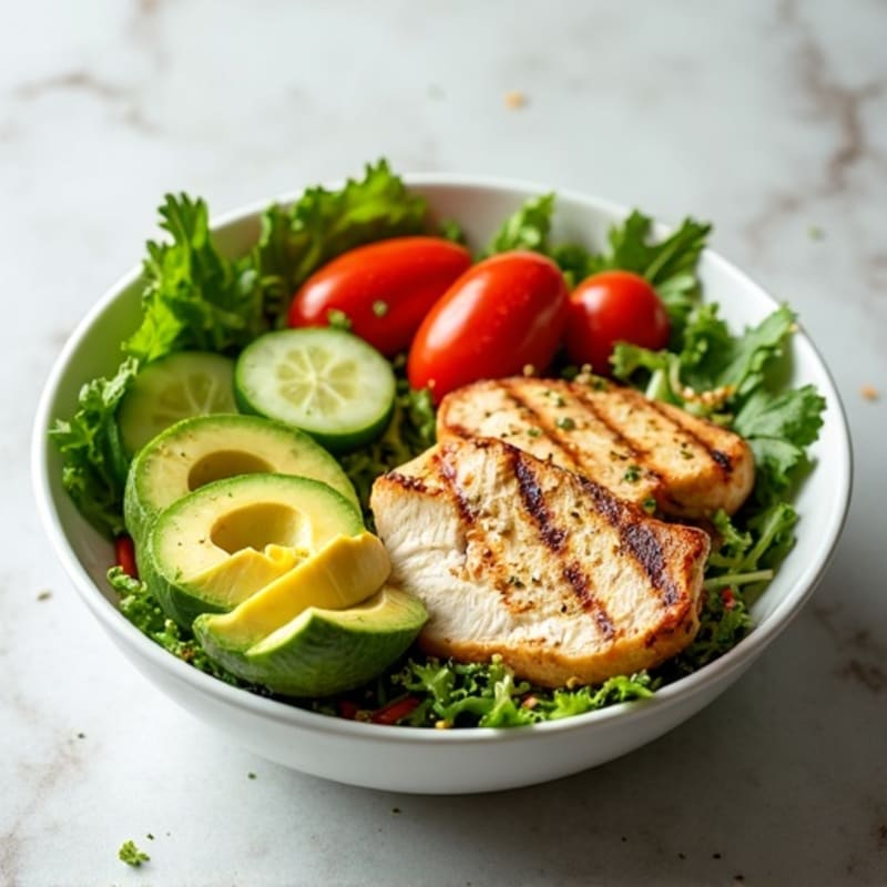 Crisp Avocado and Grilled Chicken Salad Bowl