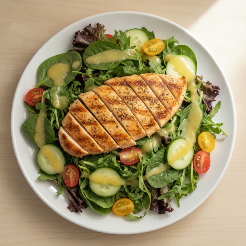 Grilled Chicken Breast with Mixed Greens and Lemon Vinaigrette