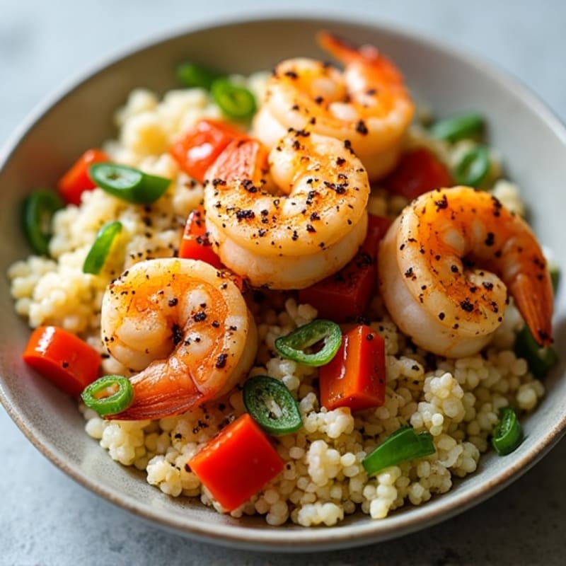 Spicy Shrimp and Chicken Cauliflower Rice Skillet