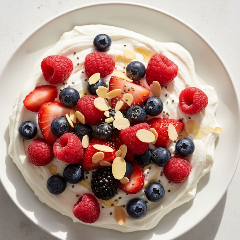 Greek Yogurt Protein Mousse with Mixed Berries