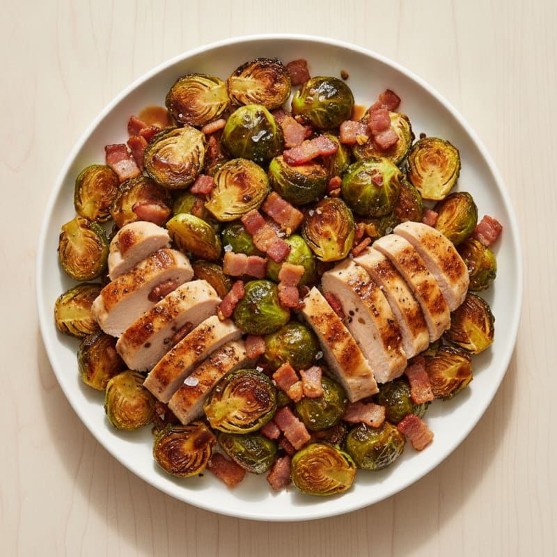 Balsamic-Glazed Brussels Sprouts with Pancetta and Chicken