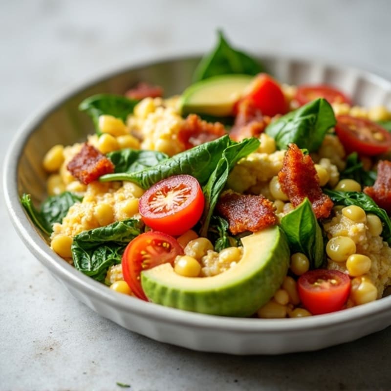 Egg White Spinach Scramble with Turkey Bacon
