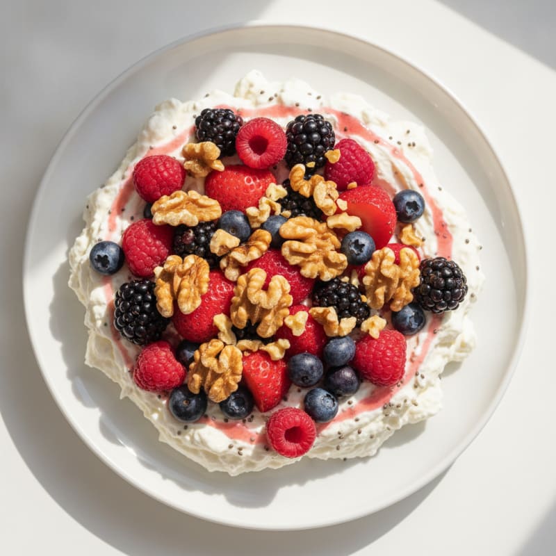 Greek Yogurt Protein Mousse with Mixed Berries