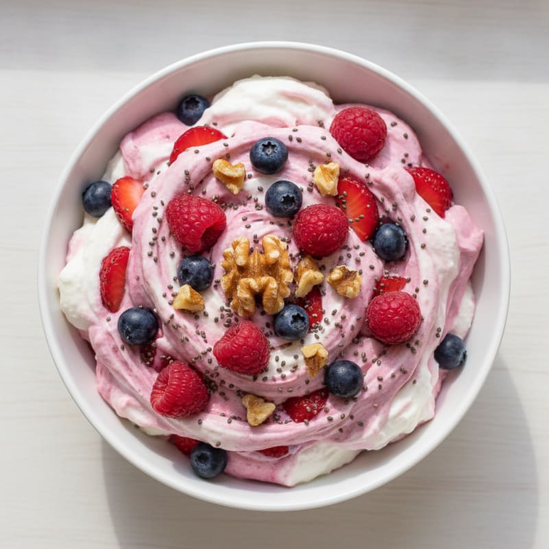 Greek Yogurt Protein Mousse with Mixed Berries