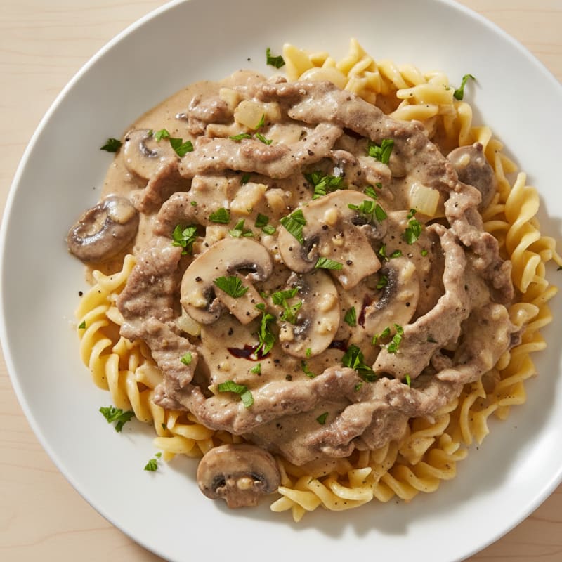 Classic Beef Stroganoff with Egg Noodles