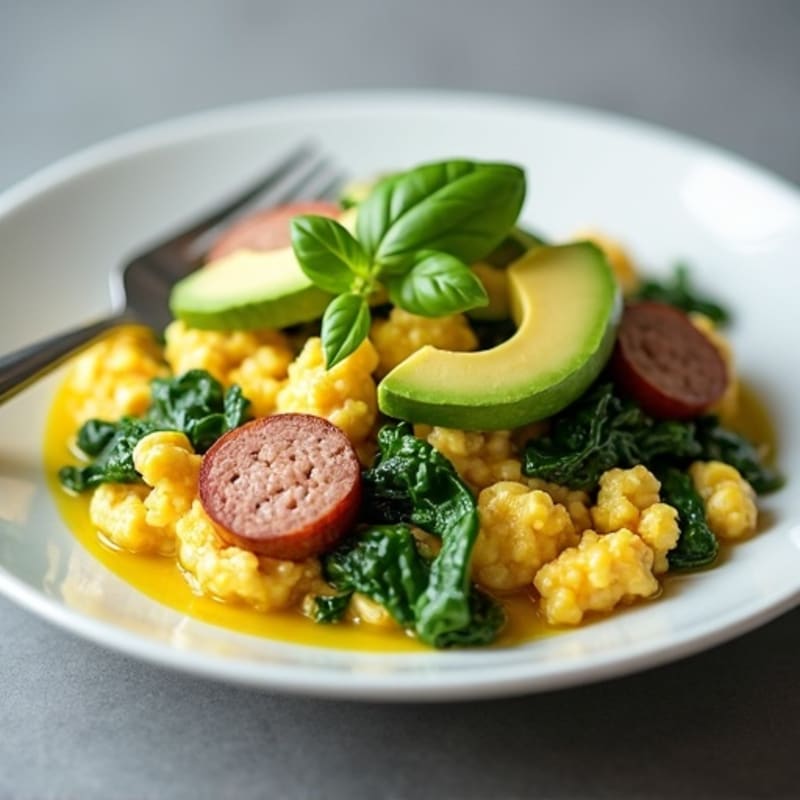 Egg White Scramble with Spinach and Turkey Sausage