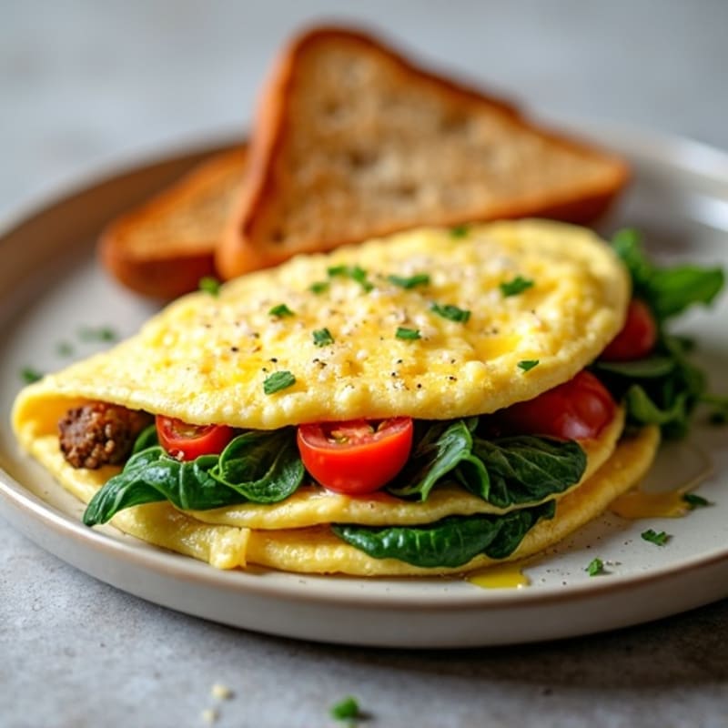 Egg White Spinach Omelette with Turkey Sausage