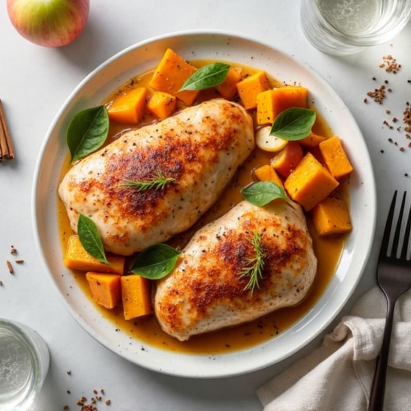 Sheet Pan Cinnamon-Spiced Chicken and Roasted Butternut Squash with Apples
