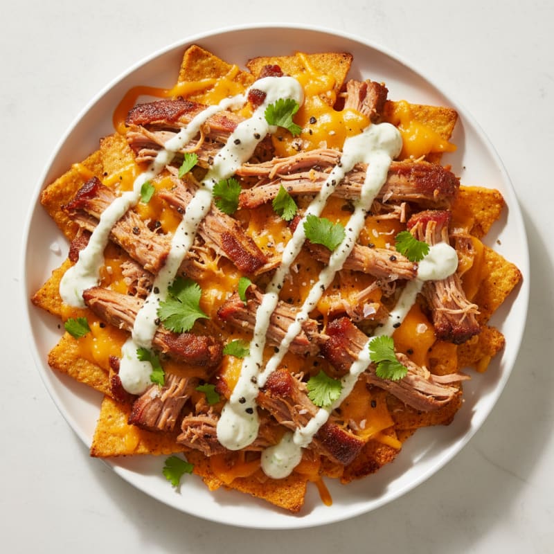 Smoky Pulled Pork Nachos with Zesty Crema