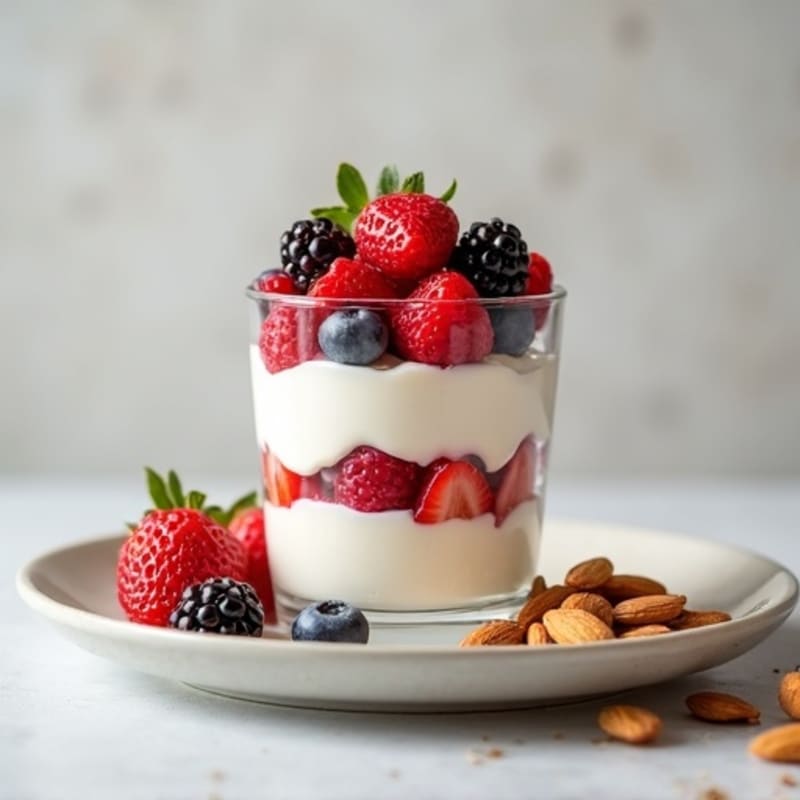 Greek Yogurt Protein Parfait with Berries and Almonds