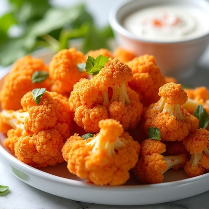 Crispy Buffalo Cauliflower with Creamy Ranch Dip