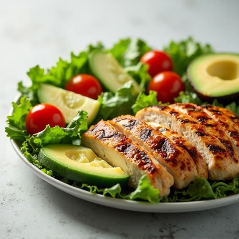 Grilled Chicken Salad with Fresh Greens and Creamy Avocado