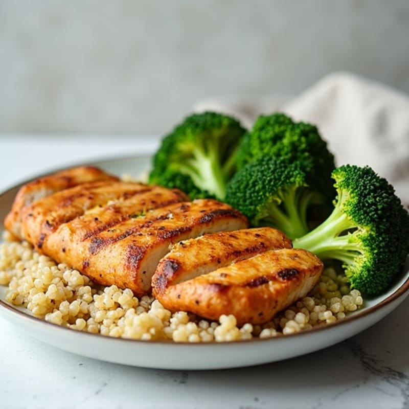 Grilled Turkey Breast with Quinoa and Roasted Broccoli