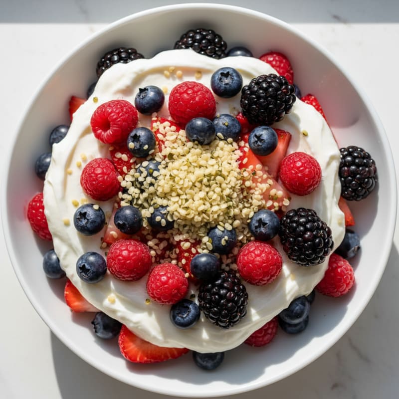 Greek Yogurt Protein Parfait with Mixed Berries