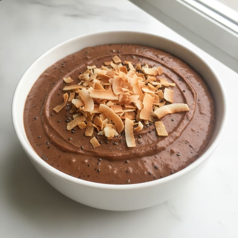 Silky Chocolate Protein Pudding with Toasted Coconut