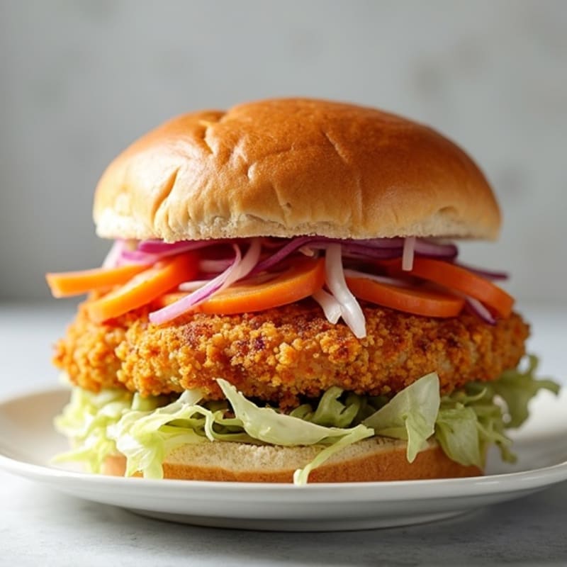 Crispy Baked Chicken Sandwich with Greek Yogurt Slaw