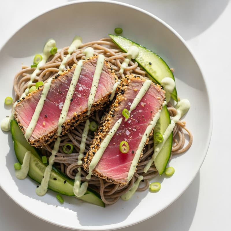 Pan-Seared Ahi Tuna with Wasabi Mayo