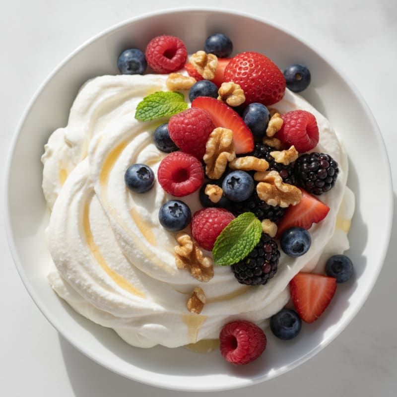 Greek Yogurt Protein Mousse with Mixed Berries