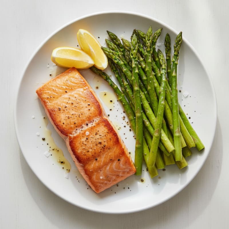 Pan-Seared Salmon with Roasted Asparagus