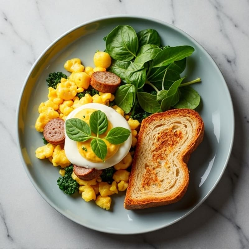 Egg White and Turkey Sausage Scramble with Spinach