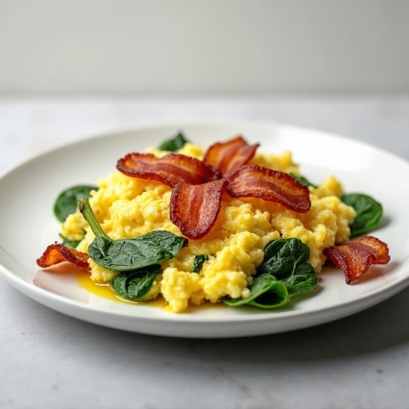 Egg White Spinach Scramble with Turkey Bacon