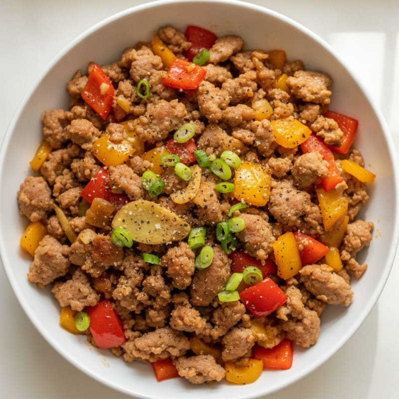 Savory Ground Pork with Bell Peppers