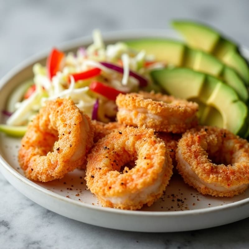 Crispy Baked Shrimp with Creamy Avocado Lime Slaw