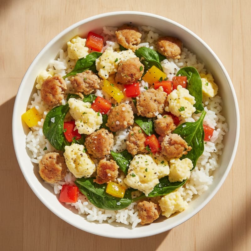 Turkey Sausage and Egg White Rice Bowl