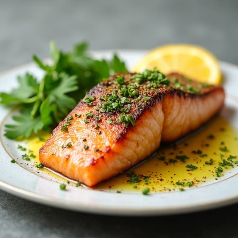 Herb-Crusted Pan Seared Salmon with Lemon