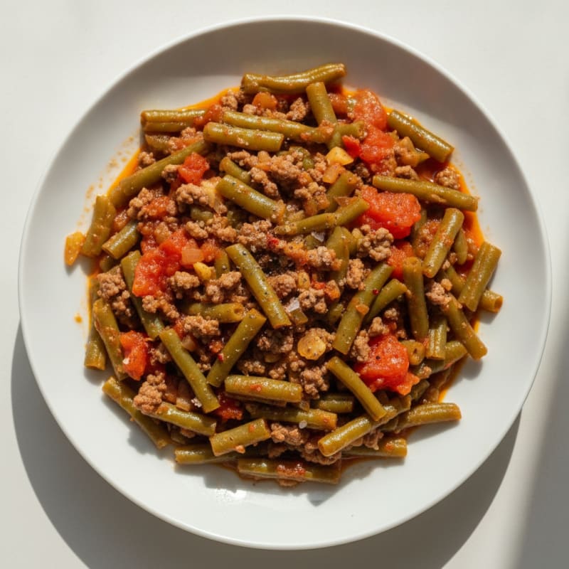 Braised Green Beans with Tomatoes (Taze Fasulye)