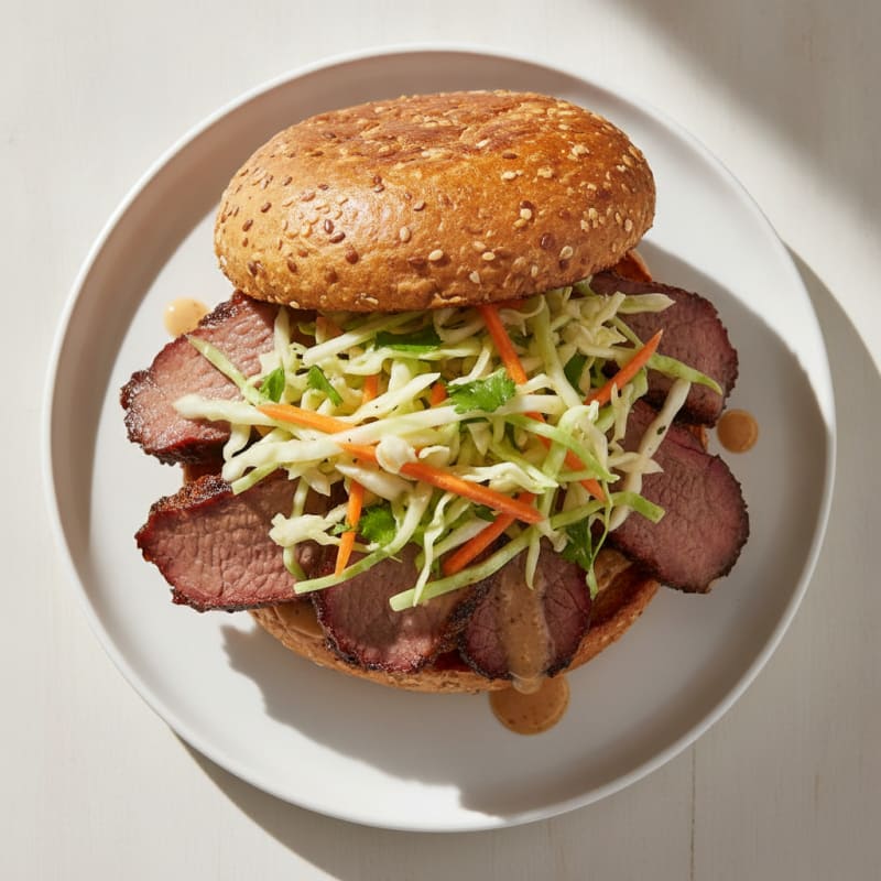 Smoky Brisket Sandwich with Tangy Slaw