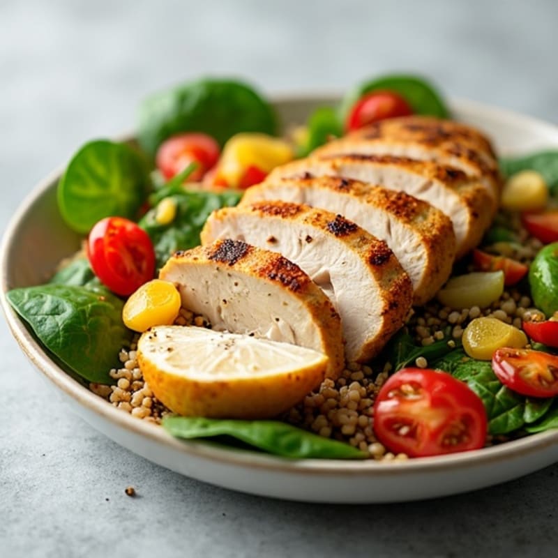 Grilled Chicken and Quinoa Salad with Crunchy Vegetables