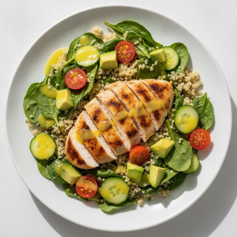 Grilled Chicken Breast with Quinoa Spinach Salad