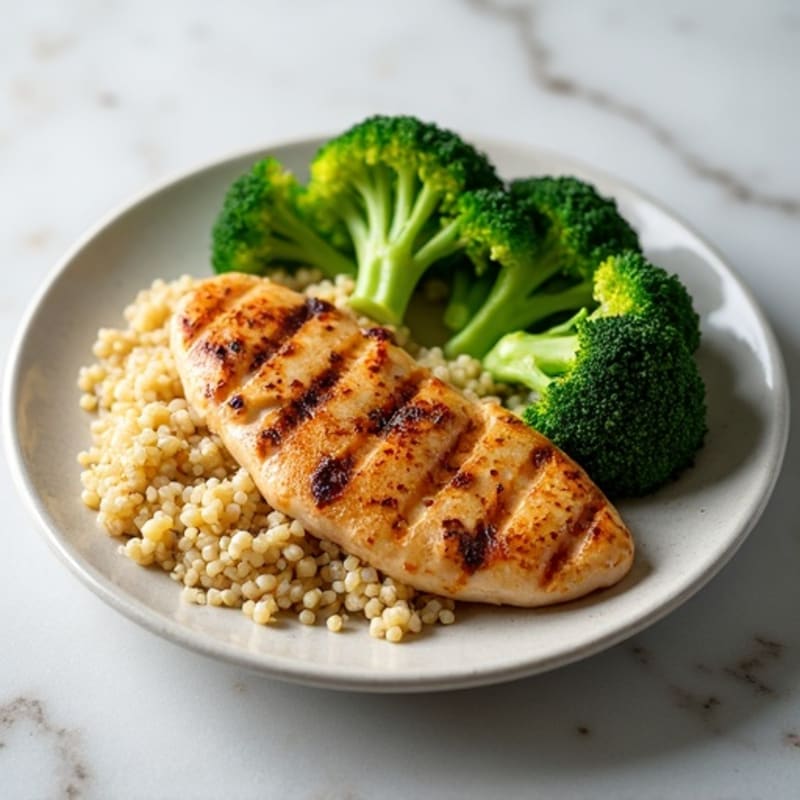 Grilled Chicken Breast with Quinoa and Steamed Broccoli