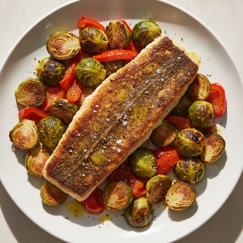Pan-Seared Butternut Sturgeon with Roasted Vegetables