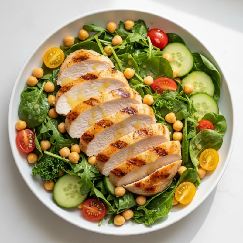 Grilled Turkey Breast Salad with Chickpeas and Lemon Vinaigrette