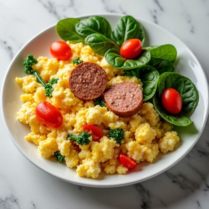 Egg White Veggie Scramble with Turkey Sausage