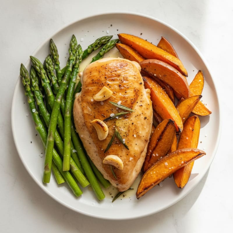 Garlic Herb Roasted Chicken with Asparagus
