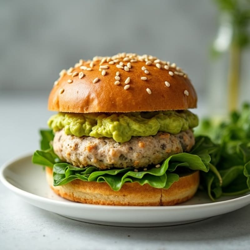 Lean Turkey Spinach Burger with Avocado Spread