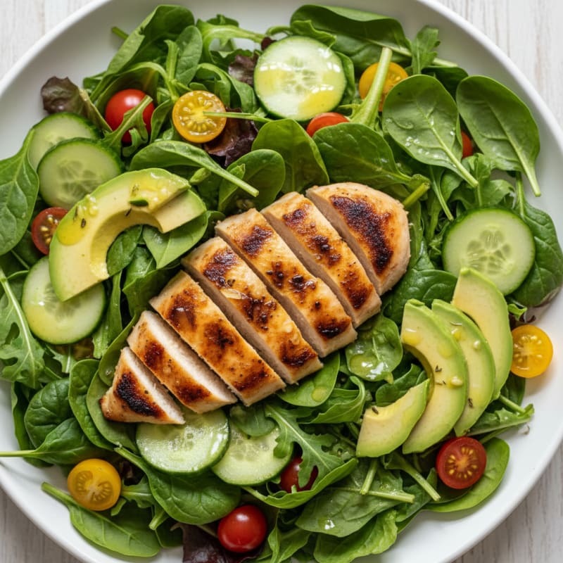 Grilled Chicken Breast Over Mixed Greens Salad