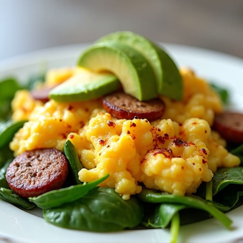 Egg White and Turkey Sausage Scramble with Spinach